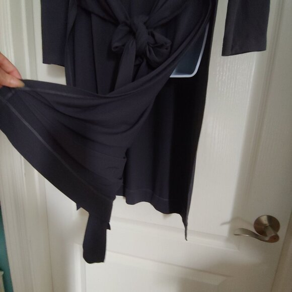 Peruvian Connection Gray Straight Midi Dress Lagom Ties in Back High Slits - Picture 7 of 9